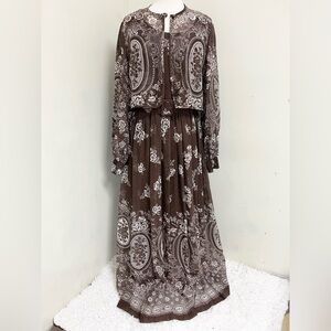 Vintage Floral Miss Elliette California Dress With Jacket And Belt Small/Medium